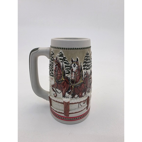 Budweiser Other - Budweiser Holiday Stein Clydesdales Winter Scene Ceramic Beer Mug